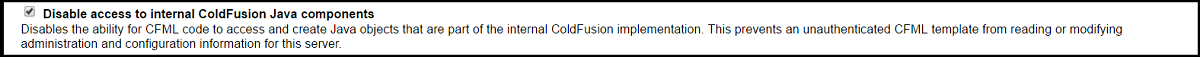 Disable access to internal ColdFusion Java components