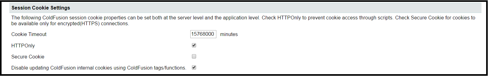 Session Cookie Settings