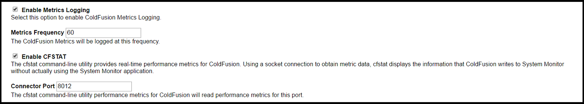 ColdFusion Metrics Logging