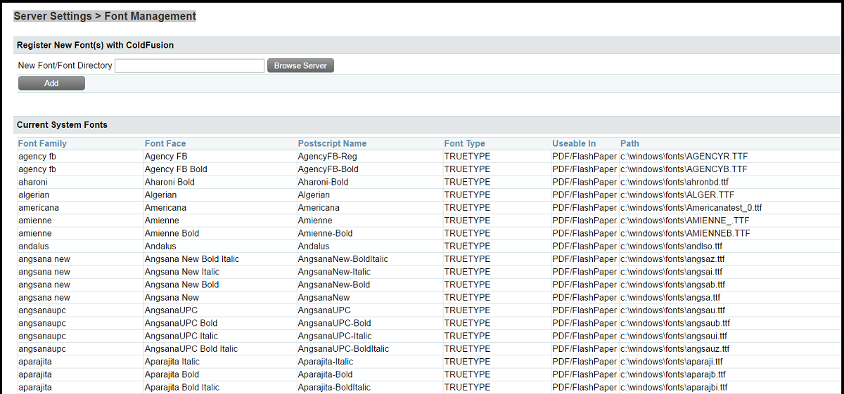 ColdFusion Fonts