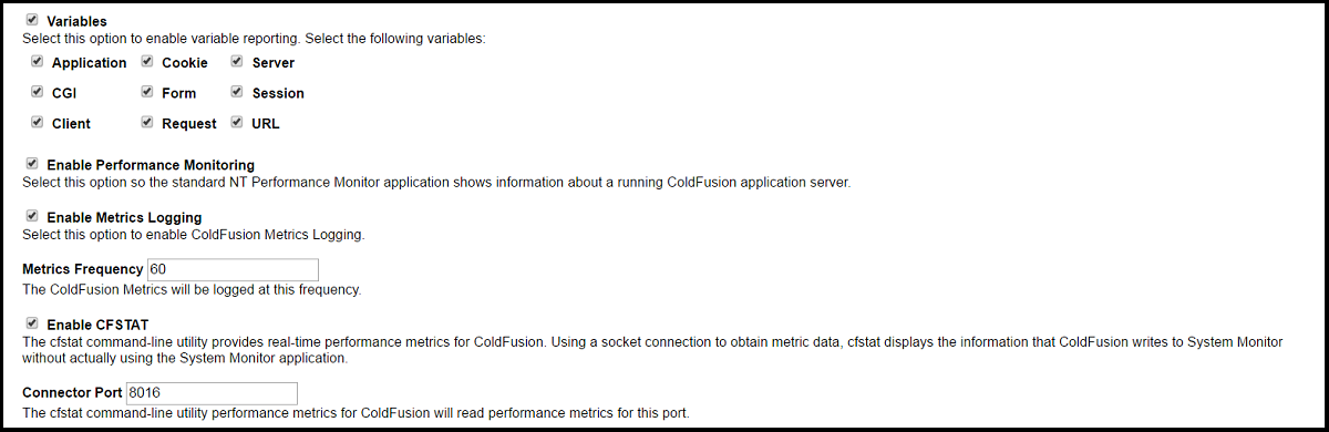 ColdFusion Administrator Debugging & Logging