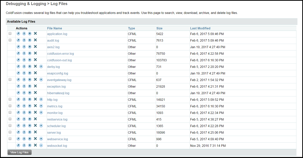 ColdFusion Logs