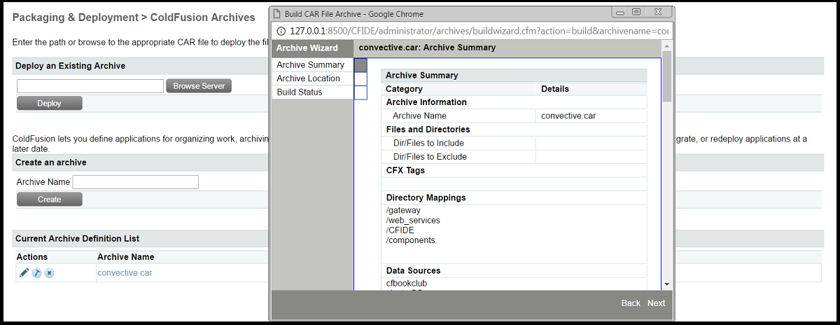 ColdFusion Archive Build